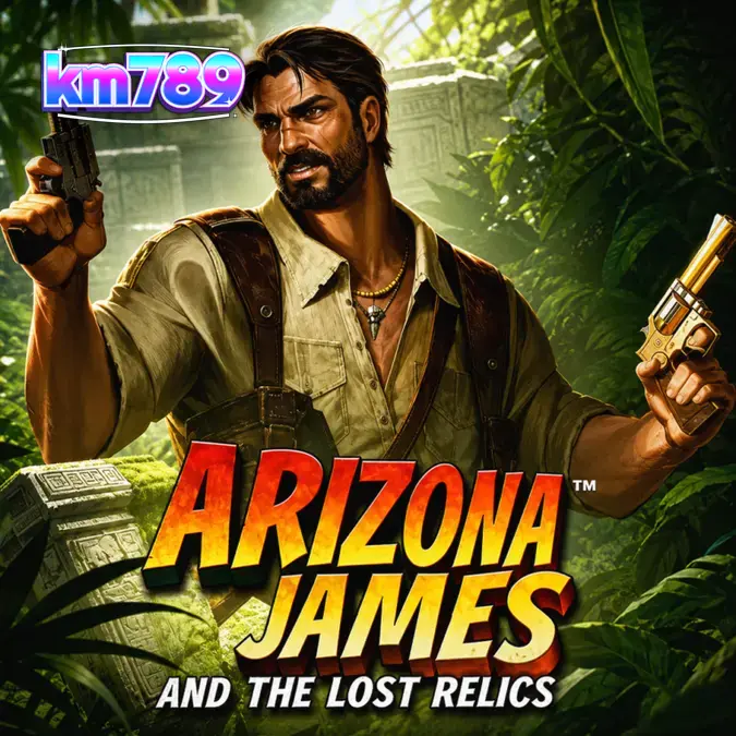 Tampilan grid permainan slot Arizona James and the Lost Relics dengan elemen petualangan